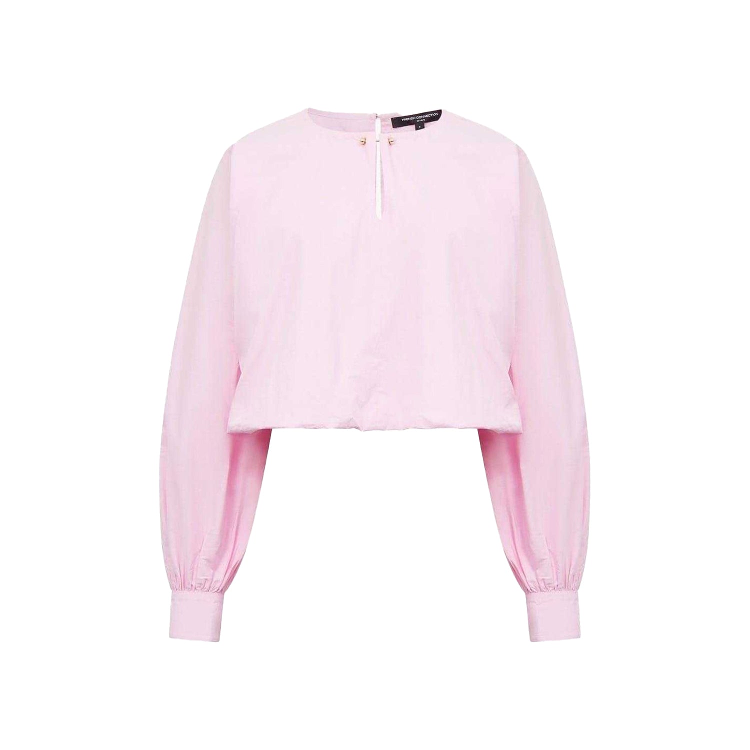 Bubblegum Pink - Front - French Connection Womens-Ladies Cambria Keyhole Balloon Sleeve Blouse