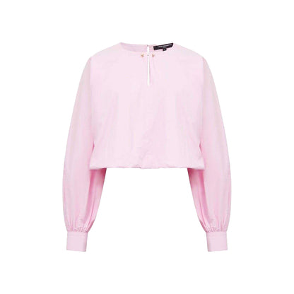Bubblegum Pink - Front - French Connection Womens-Ladies Cambria Keyhole Balloon Sleeve Blouse