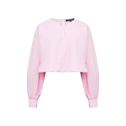 Bubblegum Pink - Front - French Connection Womens-Ladies Cambria Keyhole Balloon Sleeve Blouse