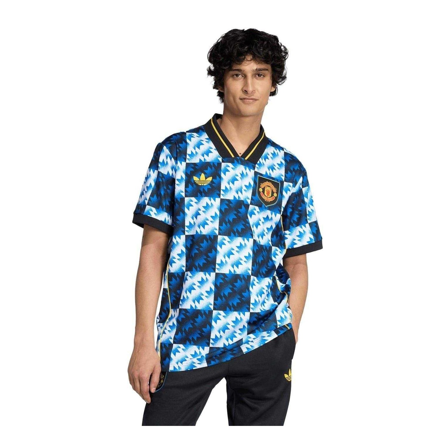 Black-White-Blue - Side - Manchester United FC Mens LFSTLR Adidas Shirt