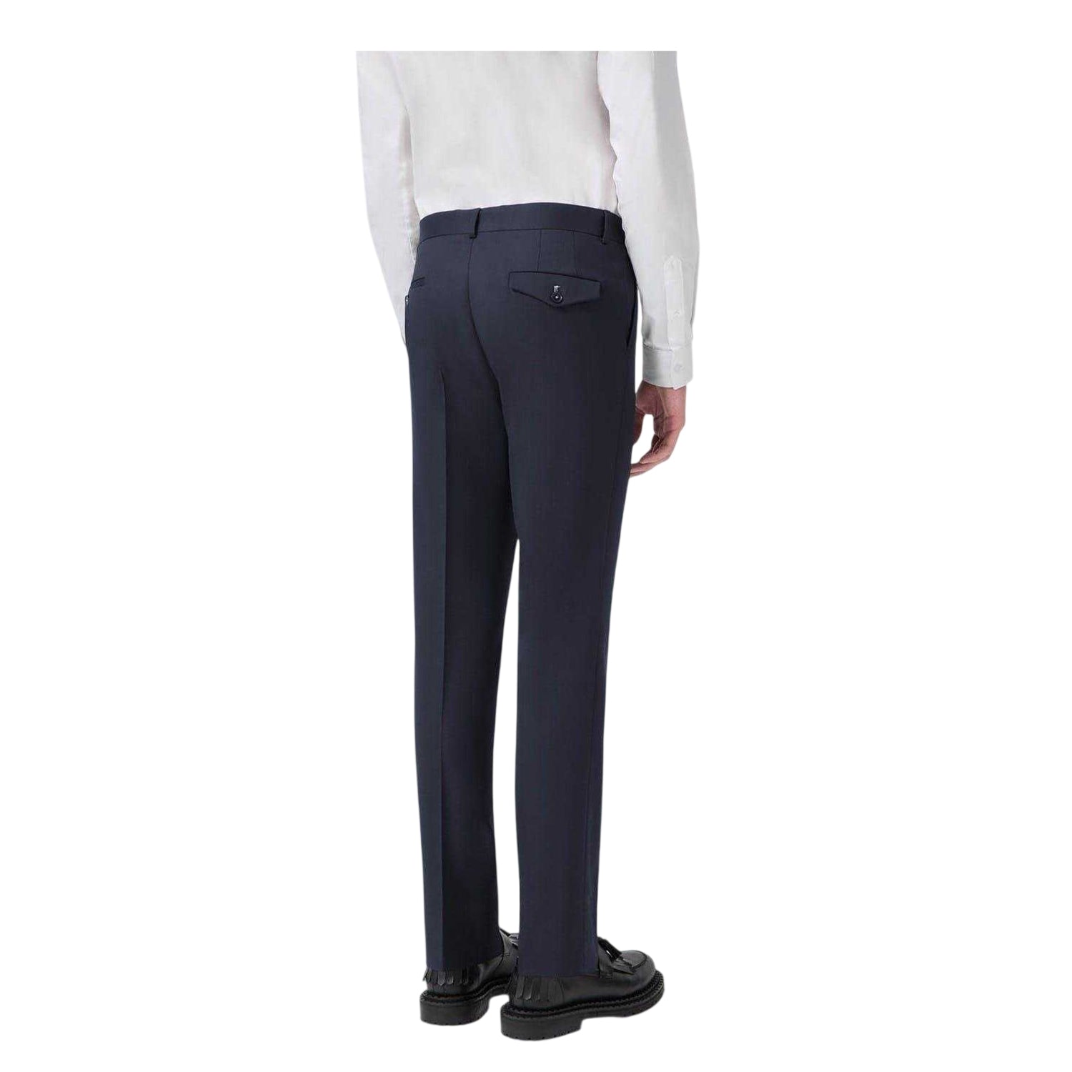 Navy - Back - Twisted Tailor Mens Ellroy Skinny Formal Trousers