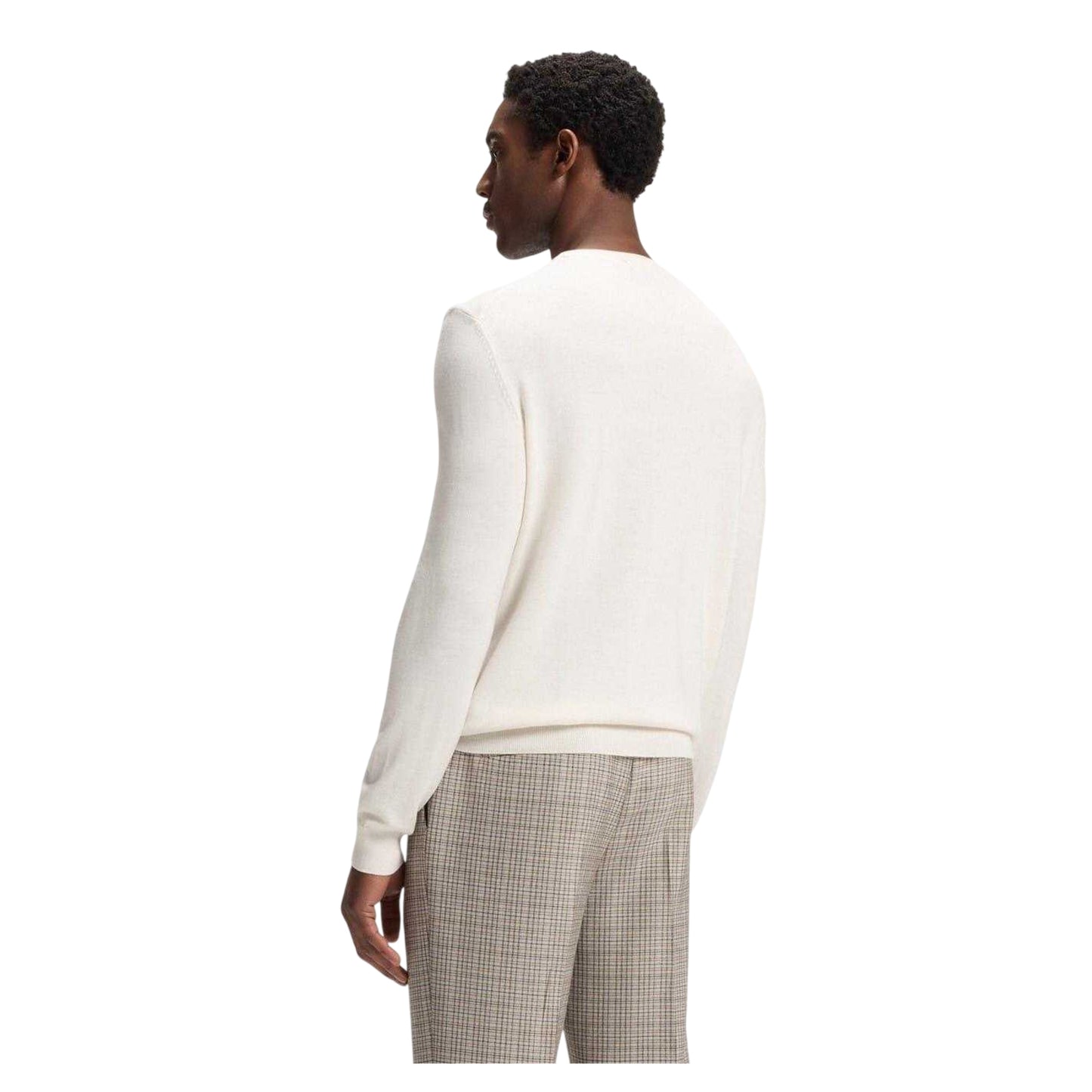 White - Back - Boss Mens Logo Jumper