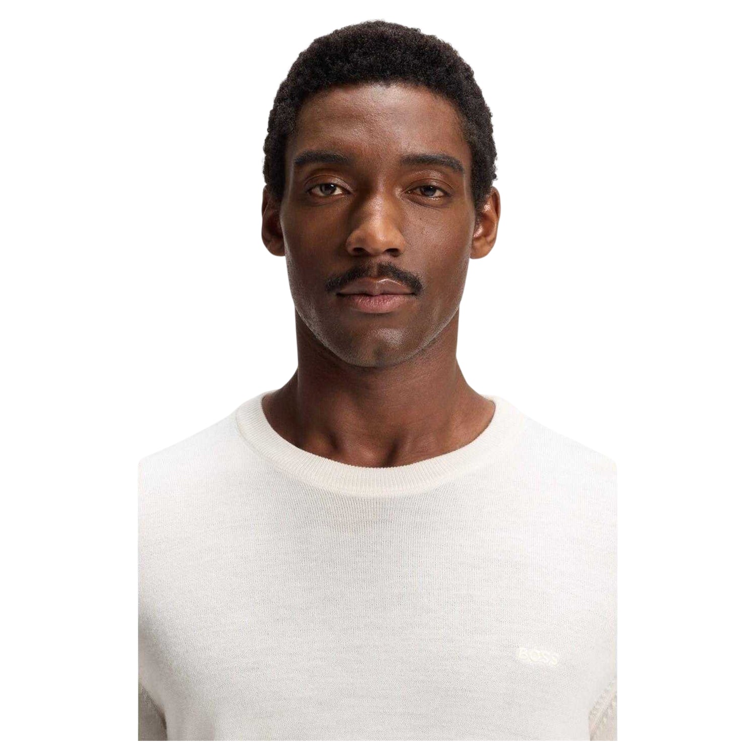 White - Side - Boss Mens Logo Jumper