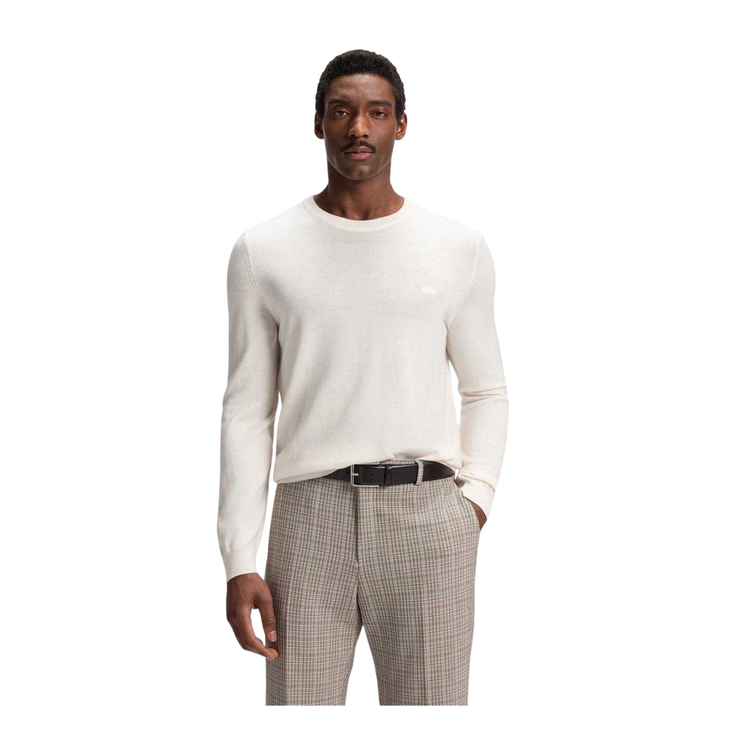 White - Lifestyle - Boss Mens Logo Jumper