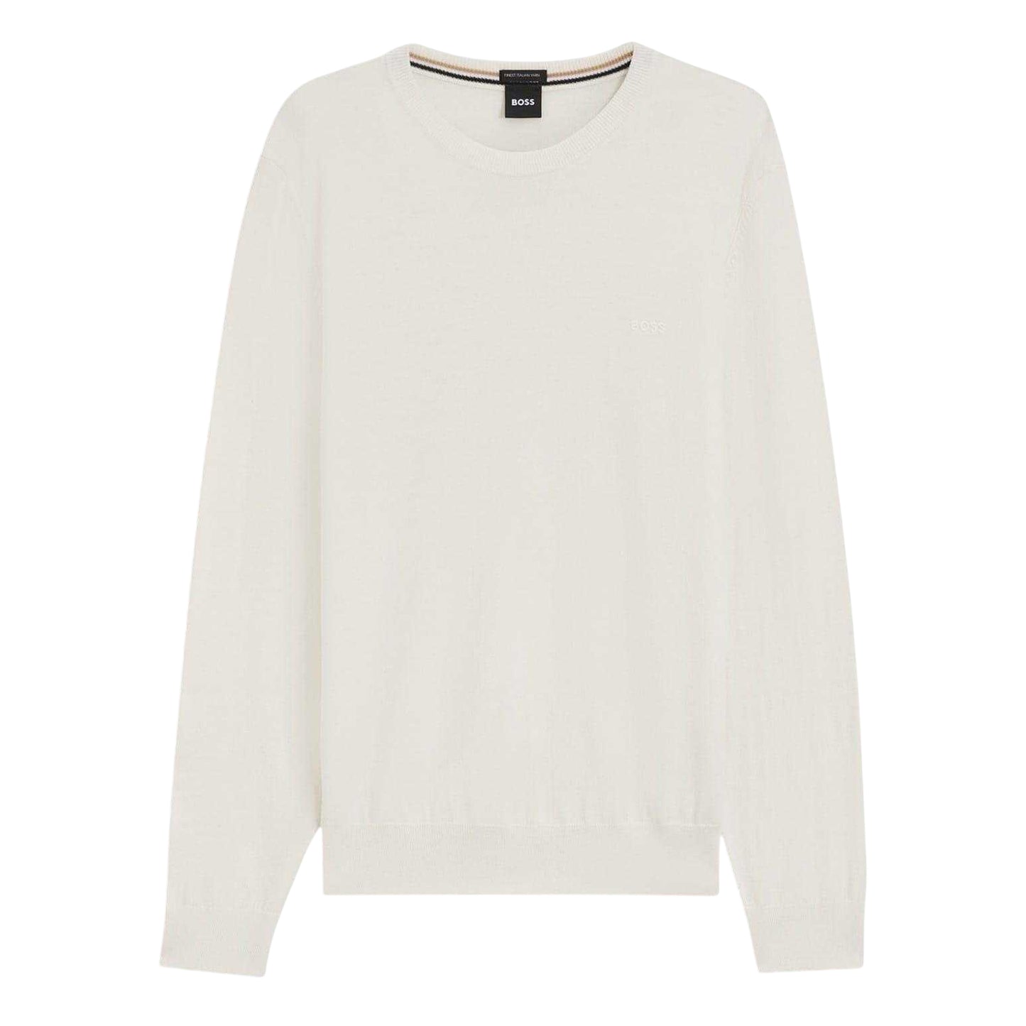 White - Front - Boss Mens Logo Jumper