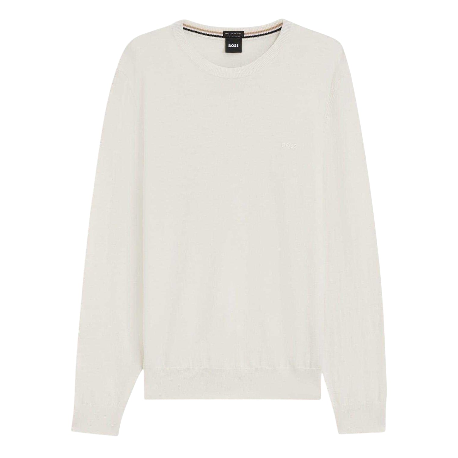 White - Front - Boss Mens Logo Jumper