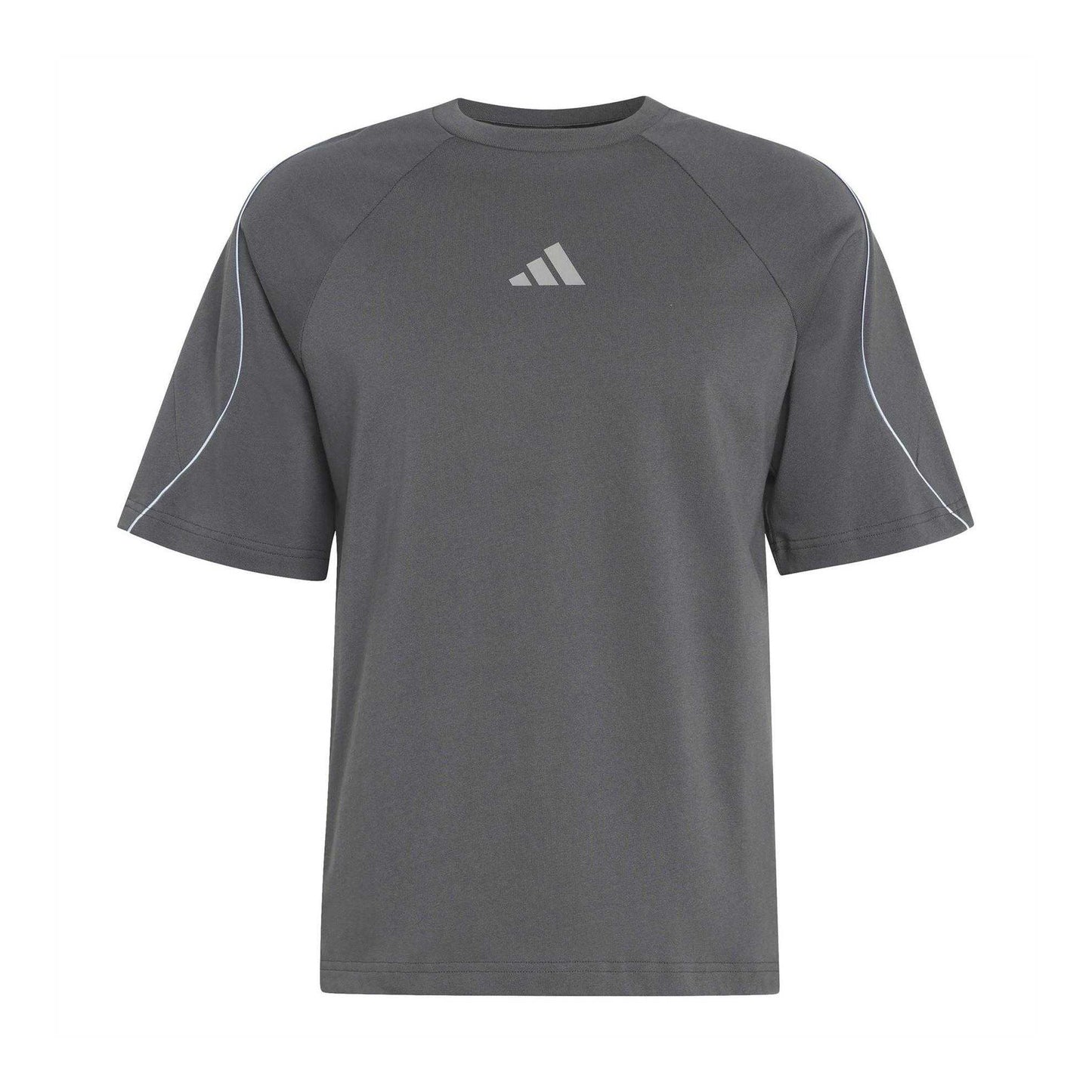 Grey-Blue - Front - Adidas Mens Contrast Piping Regular T-Shirt