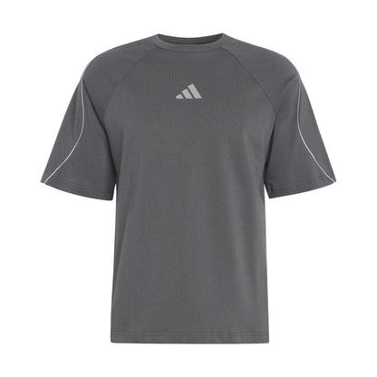 Grey-Blue - Front - Adidas Mens Contrast Piping Regular T-Shirt
