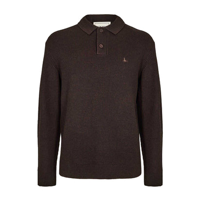 Black Coffee - Front - Jack Wills Mens Button Long-Sleeved Polo Shirt