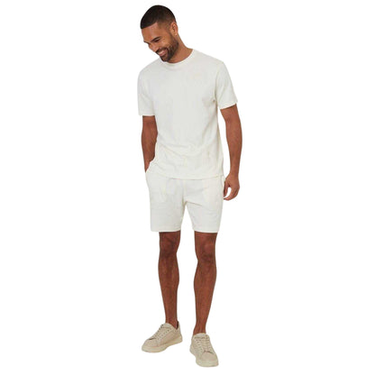 White - Side - Threadbare Mens Embroidered Flower Regular T-Shirt