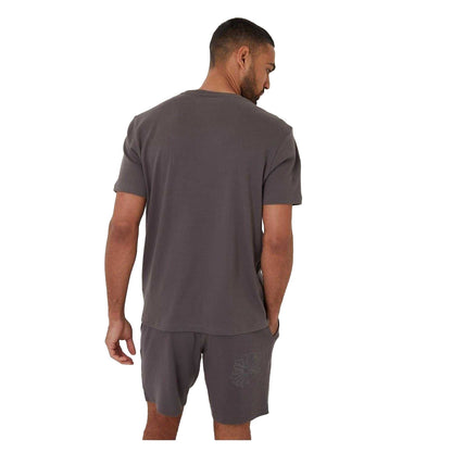 Slate - Back - Threadbare Mens Embroidered Flower Regular T-Shirt