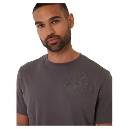 Slate - Side - Threadbare Mens Embroidered Flower Regular T-Shirt