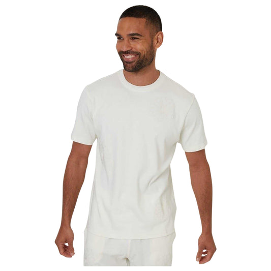 White - Front - Threadbare Mens Embroidered Flower Regular T-Shirt