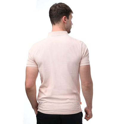 Pink - Back - Timberland Mens Printed Short-Sleeved Polo Shirt