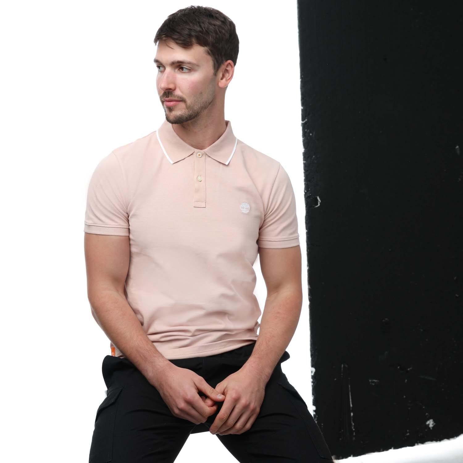Pink - Lifestyle - Timberland Mens Printed Short-Sleeved Polo Shirt
