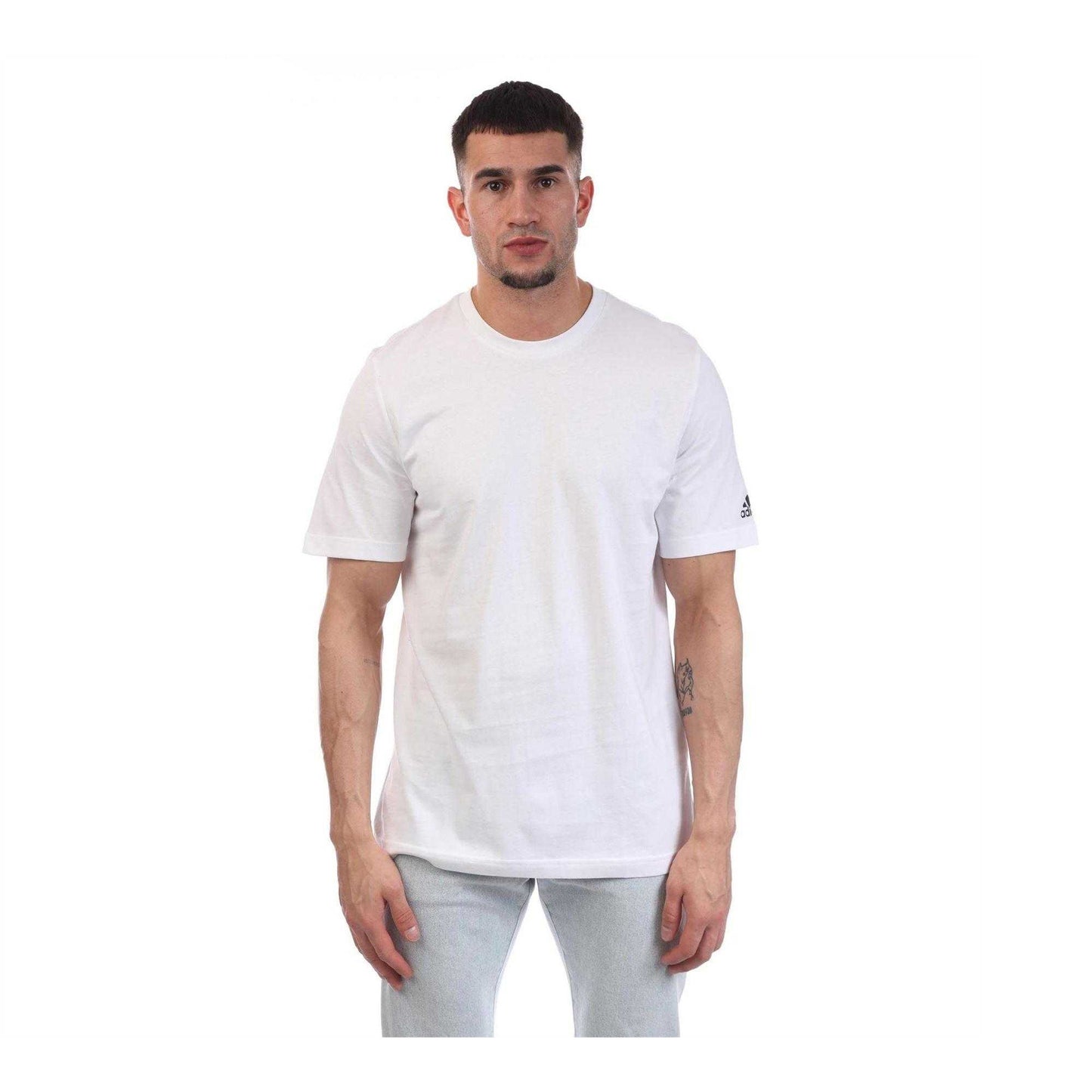 White - Front - Adidas Mens Blank T-Shirt