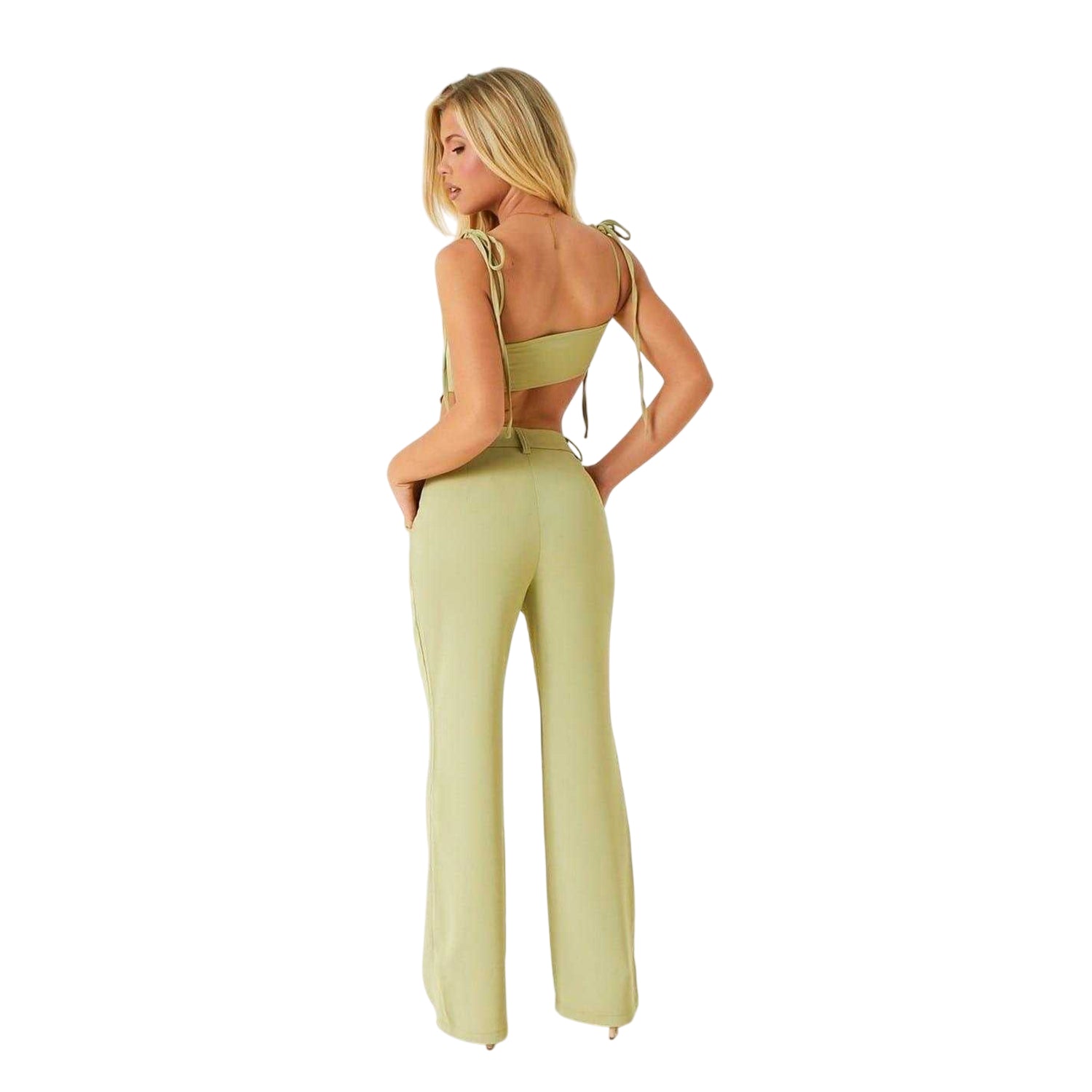Sage - Back - Missy Empire Womens-Ladies Tie Up Corset Top