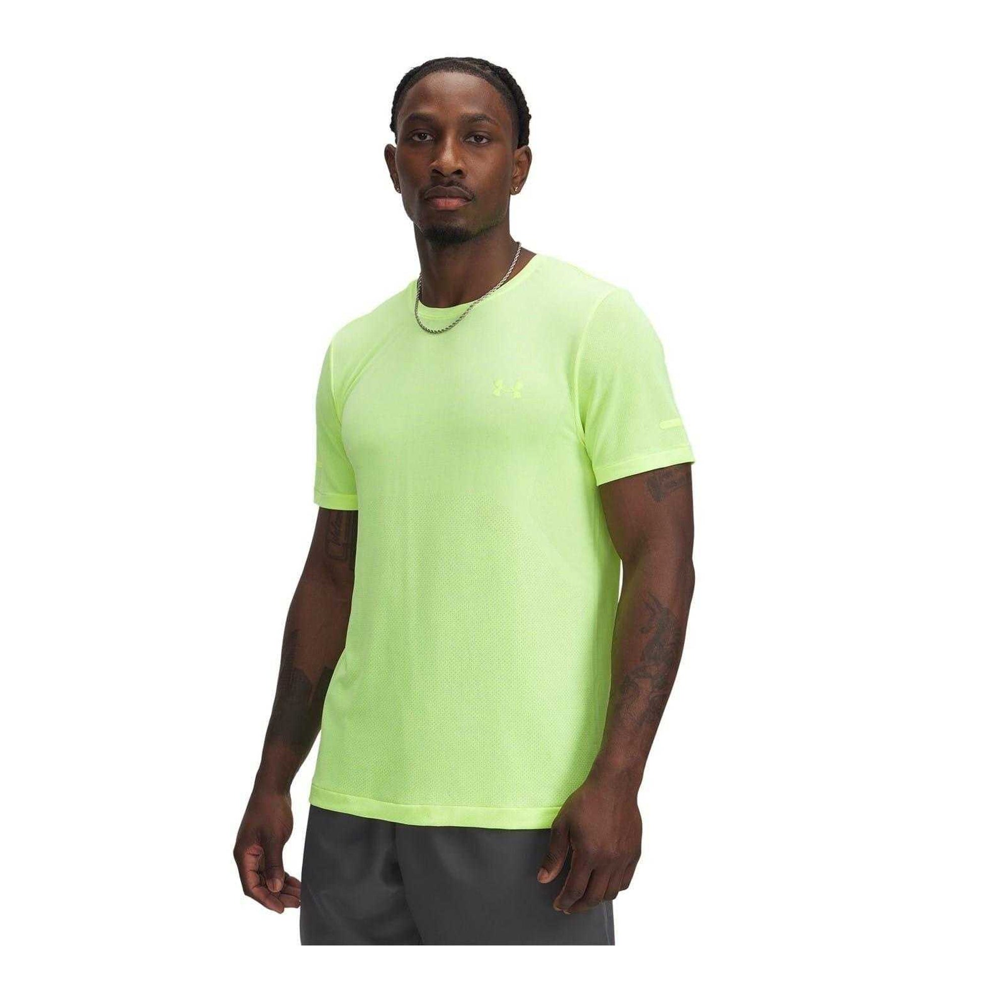 Yellow - Front - Under Armour Mens Stride Performance Seamless T-Shirt