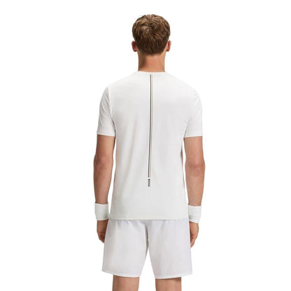 White - Back - Boss Mens Toc Stripe Pique Slim T-Shirt