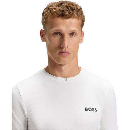 White - Lifestyle - Boss Mens Toc Stripe Pique Slim T-Shirt