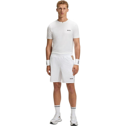 White - Pack Shot - Boss Mens Toc Stripe Pique Slim T-Shirt