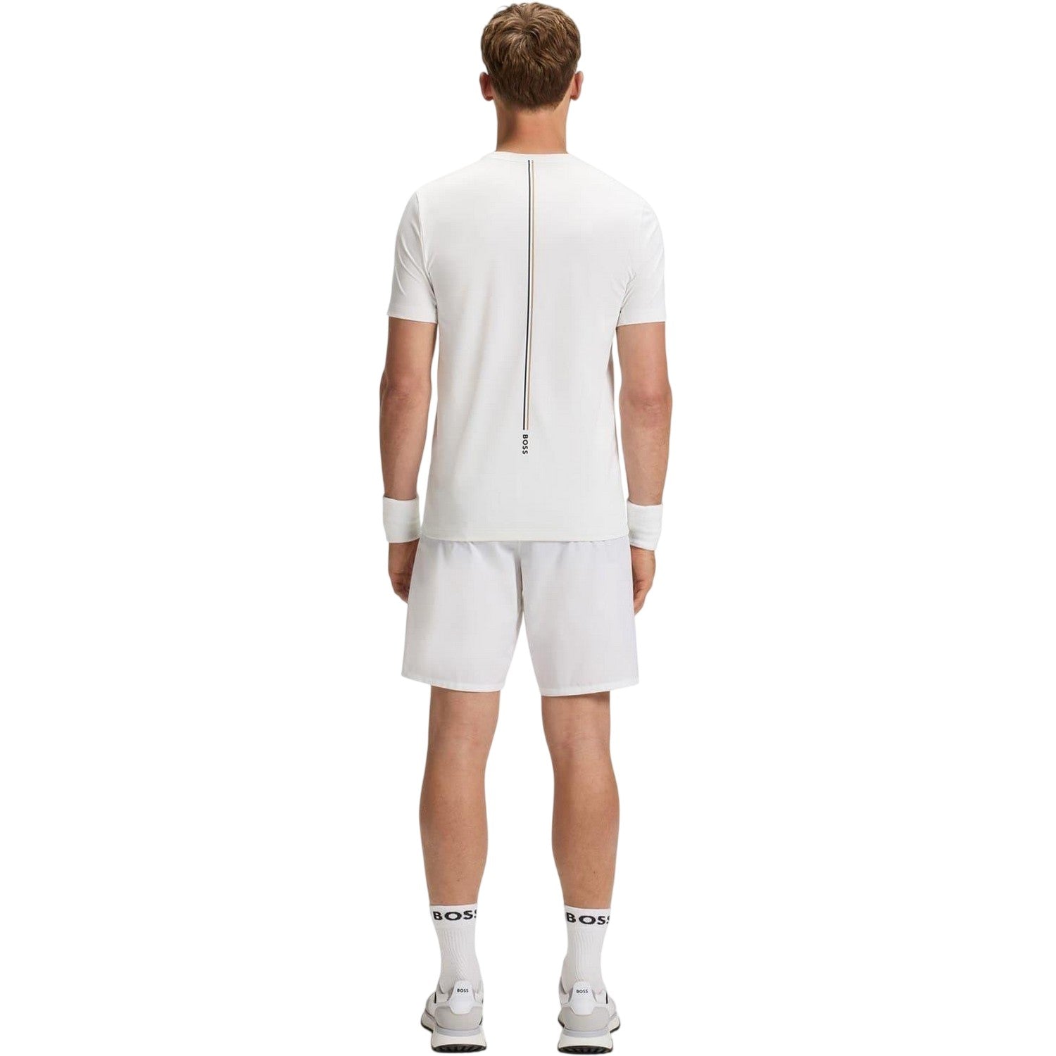 White - Close up - Boss Mens Toc Stripe Pique Slim T-Shirt