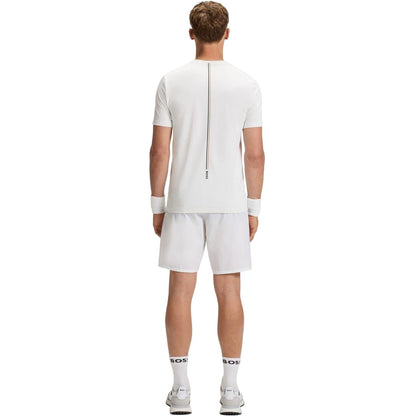 White - Close up - Boss Mens Toc Stripe Pique Slim T-Shirt