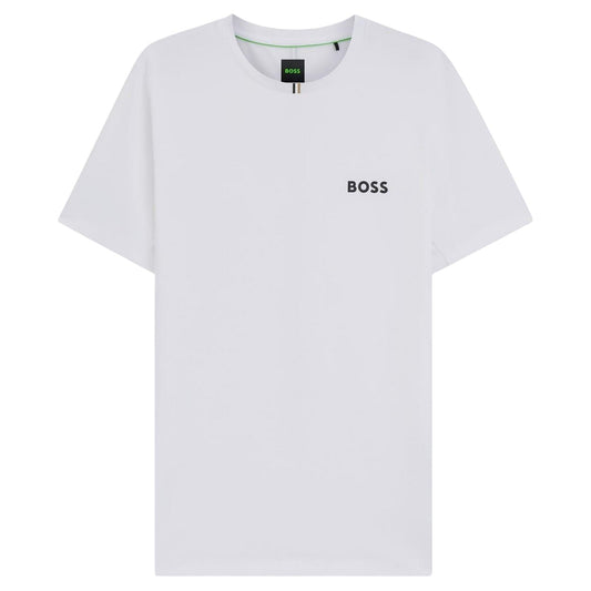 White - Front - Boss Mens Toc Stripe Pique Slim T-Shirt