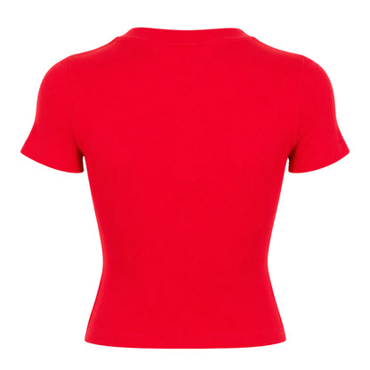 True Red - Back - Levis Womens-Ladies Essential Ribbed Sport Crop Top