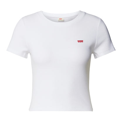 White - Front - Levis Womens-Ladies Essential Ribbed Sport Crop Top