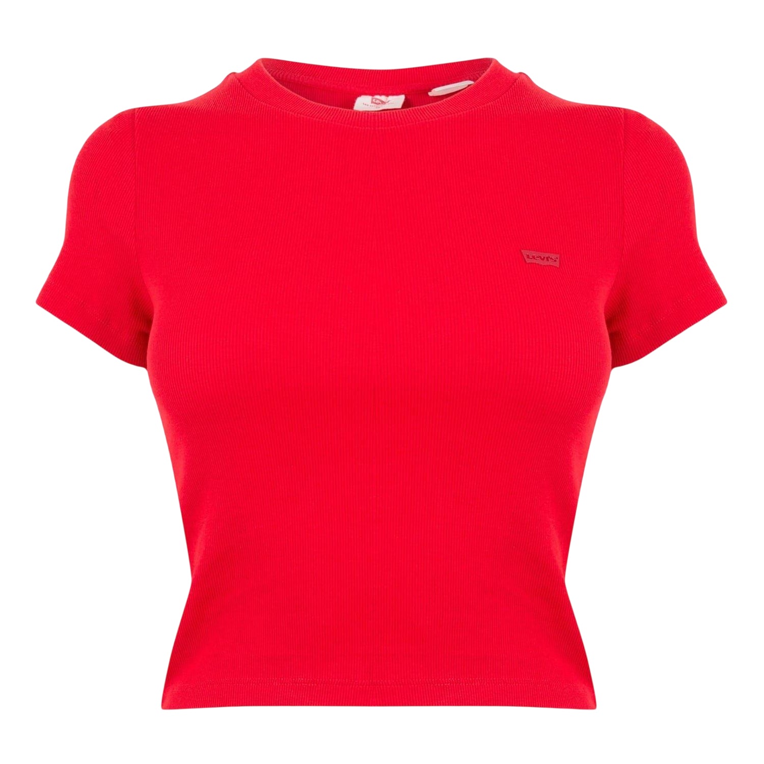 True Red - Front - Levis Womens-Ladies Essential Ribbed Sport Crop Top