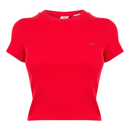 True Red - Front - Levis Womens-Ladies Essential Ribbed Sport Crop Top