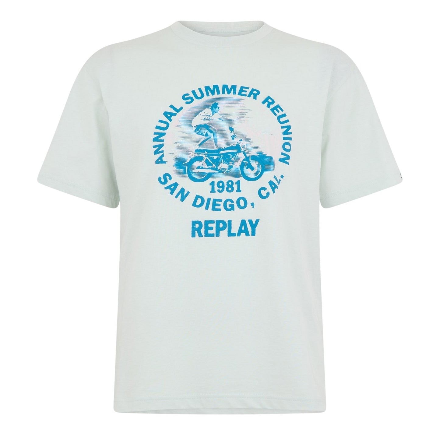Mint - Front - Replay Mens Motorbike Cotton Regular T-Shirt