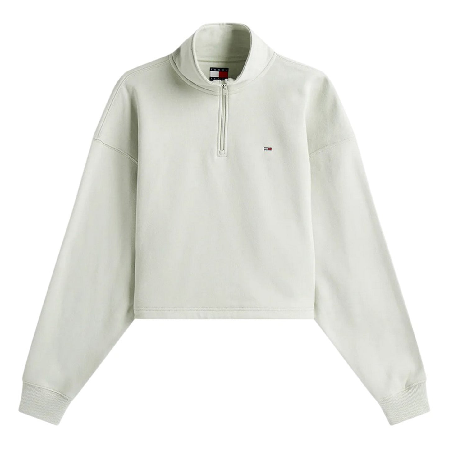 Misty - Front - Tommy Jeans Womens-Ladies Fleece Quarter Zip Boxy Crop Sweatshirt