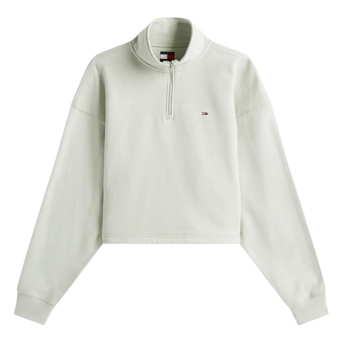 Misty - Front - Tommy Jeans Womens-Ladies Fleece Quarter Zip Boxy Crop Sweatshirt