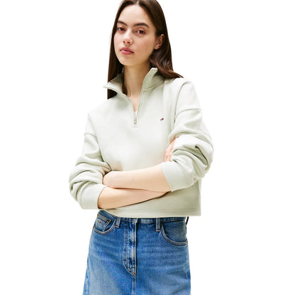 Misty - Side - Tommy Jeans Womens-Ladies Fleece Quarter Zip Boxy Crop Sweatshirt