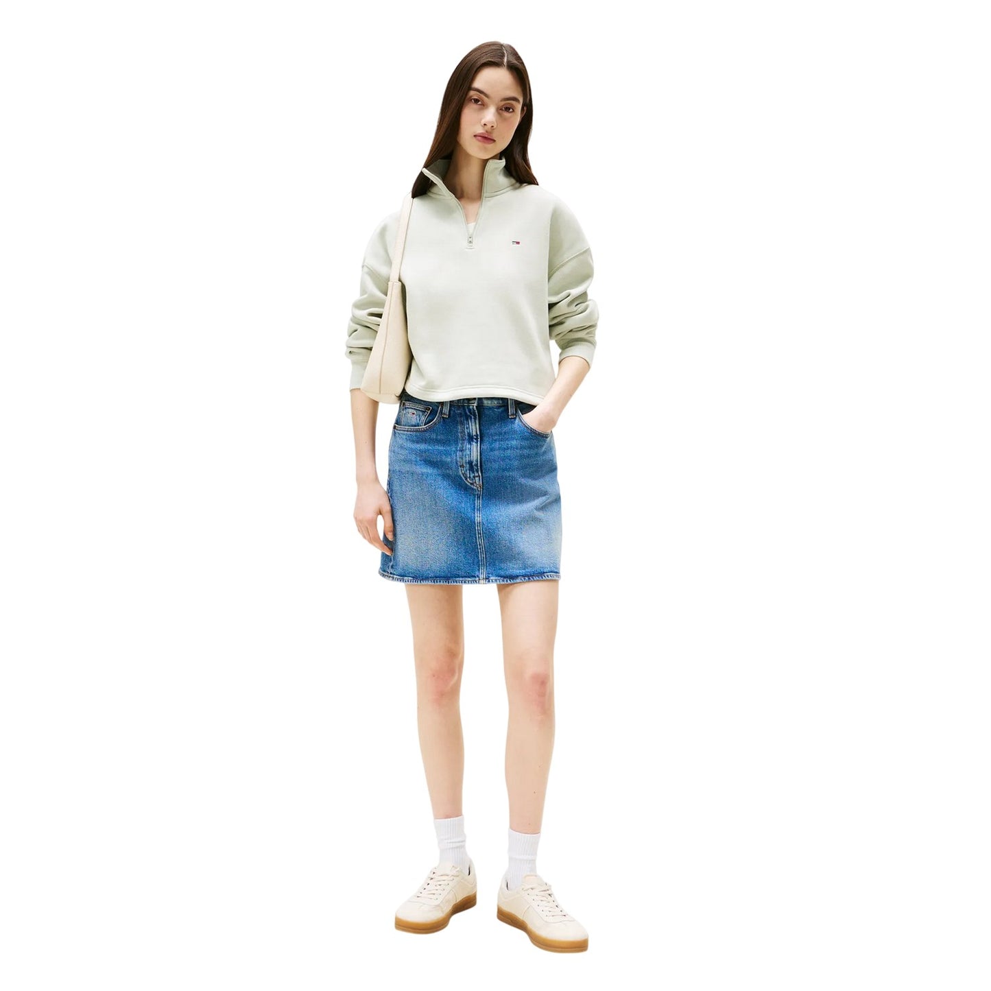 Misty - Lifestyle - Tommy Jeans Womens-Ladies Fleece Quarter Zip Boxy Crop Sweatshirt
