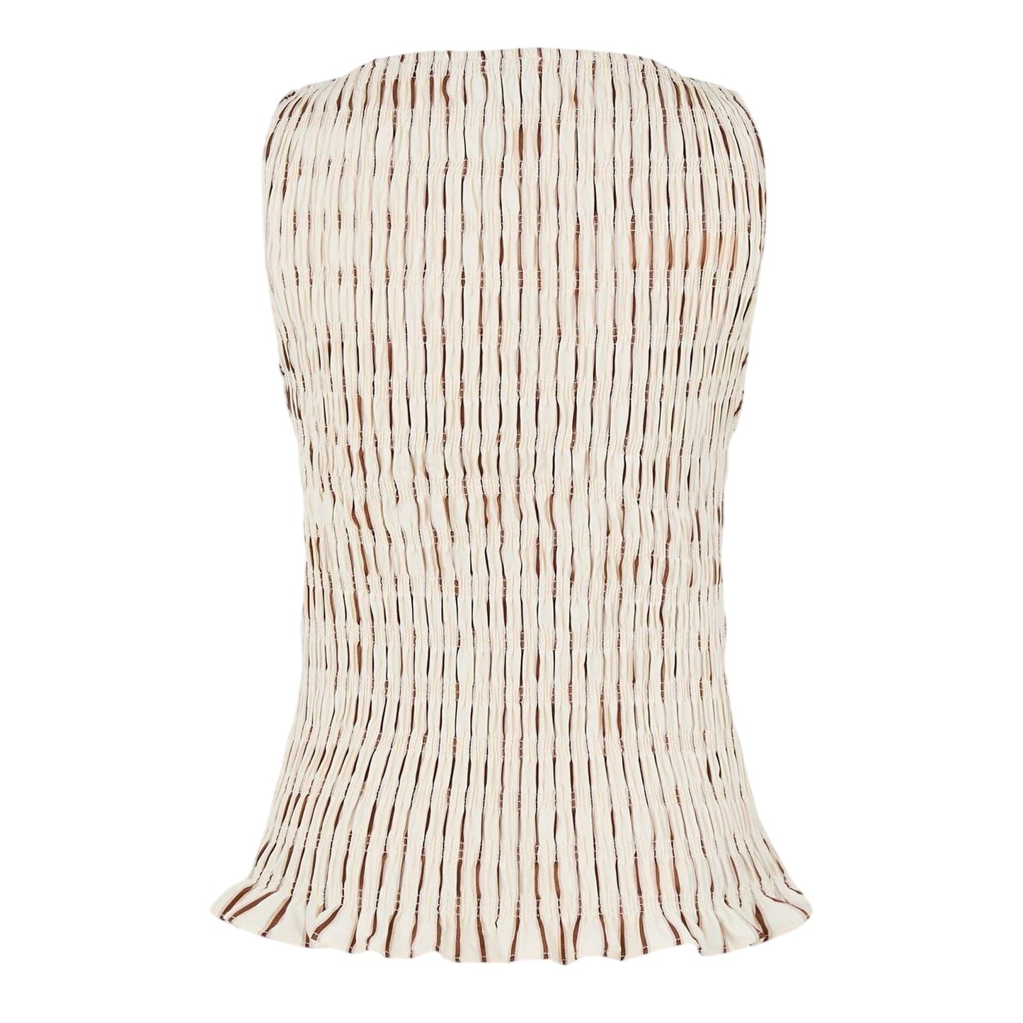 Beige - Back - AmyLynn Womens-Ladies Sonya Stripe Smock Top
