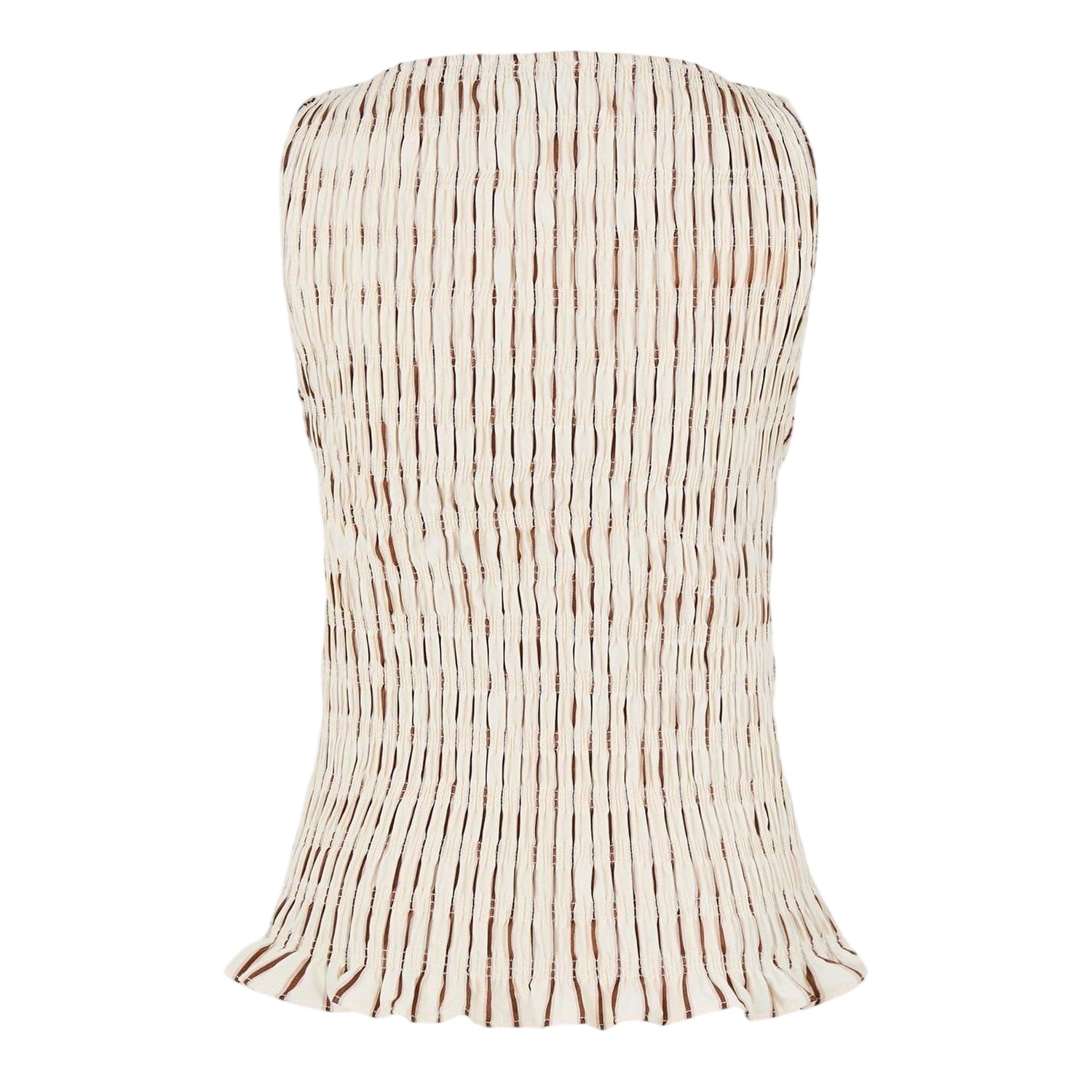 Beige - Back - AmyLynn Womens-Ladies Sonya Stripe Smock Top