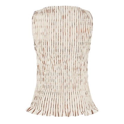Beige - Back - AmyLynn Womens-Ladies Sonya Stripe Smock Top