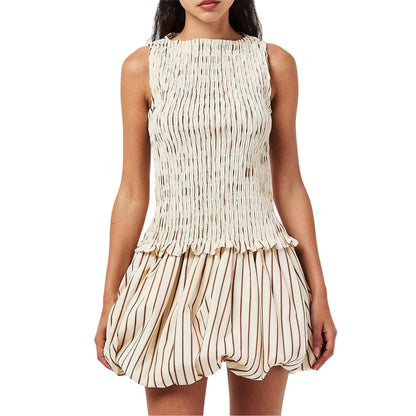 Beige - Lifestyle - AmyLynn Womens-Ladies Sonya Stripe Smock Top