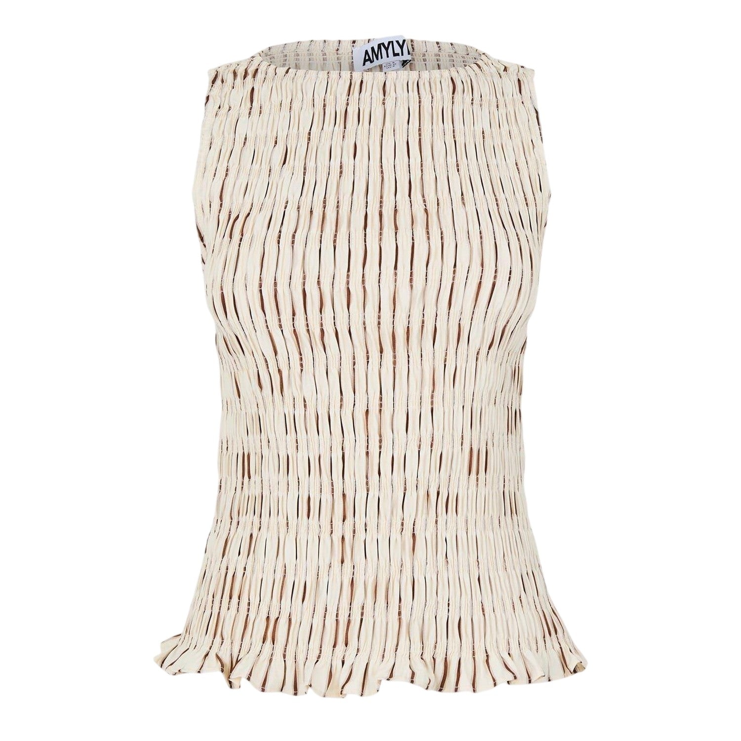 Beige - Front - AmyLynn Womens-Ladies Sonya Stripe Smock Top