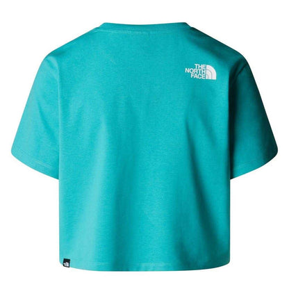 Aqua Blue - Back - The North Face Womens-Ladies Simple Dome Cropped T-Shirt