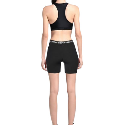 Black-Grey - Lifestyle - Off White Womens-Ladies Logo Ribbed Slim Shorts