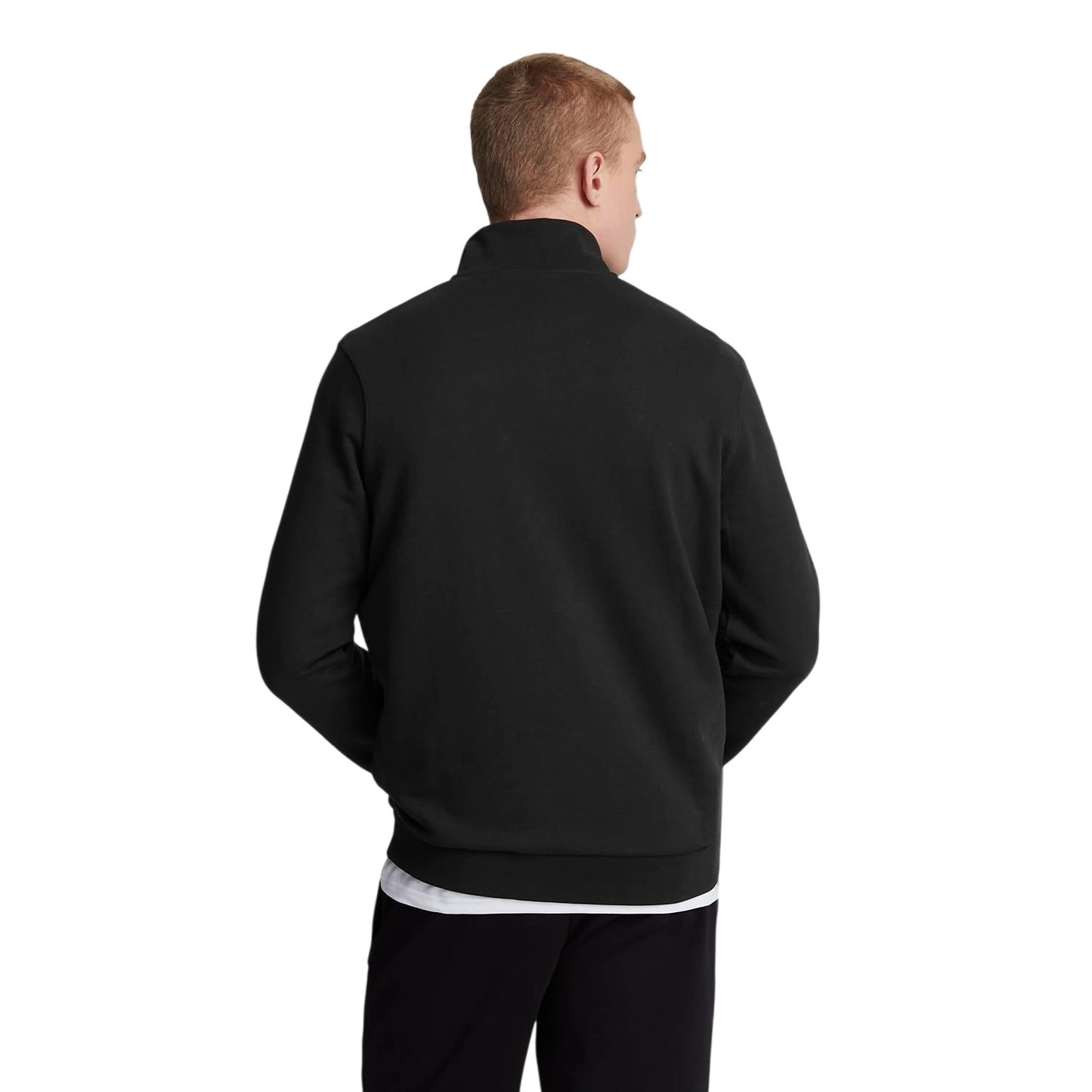 Jet Black - Back - Lyle & Scott Mens Cotton Quarter Zip Jumper