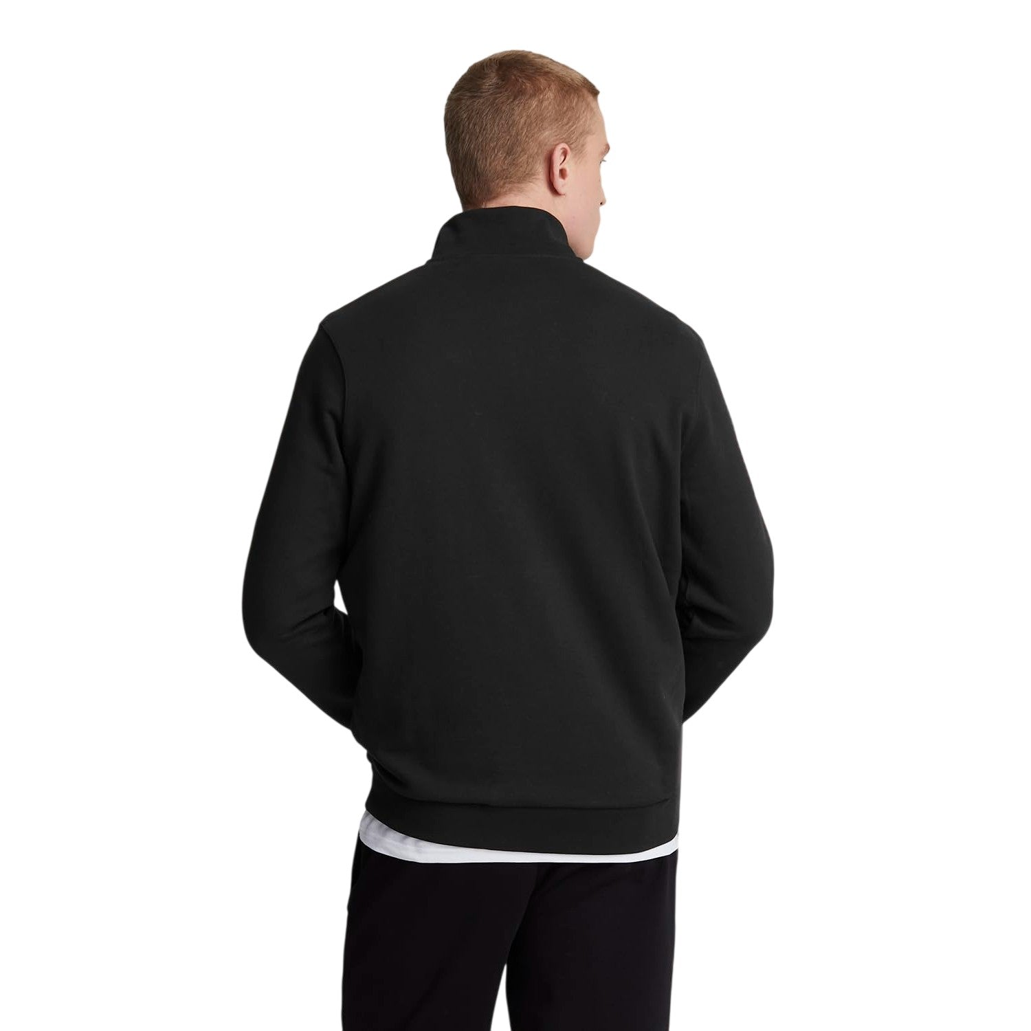 Jet Black - Back - Lyle & Scott Mens Cotton Quarter Zip Jumper