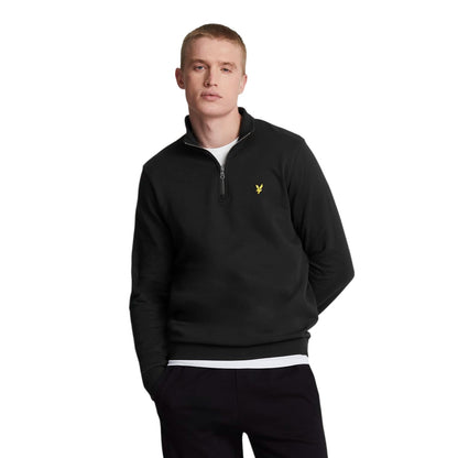Jet Black - Side - Lyle & Scott Mens Cotton Quarter Zip Jumper