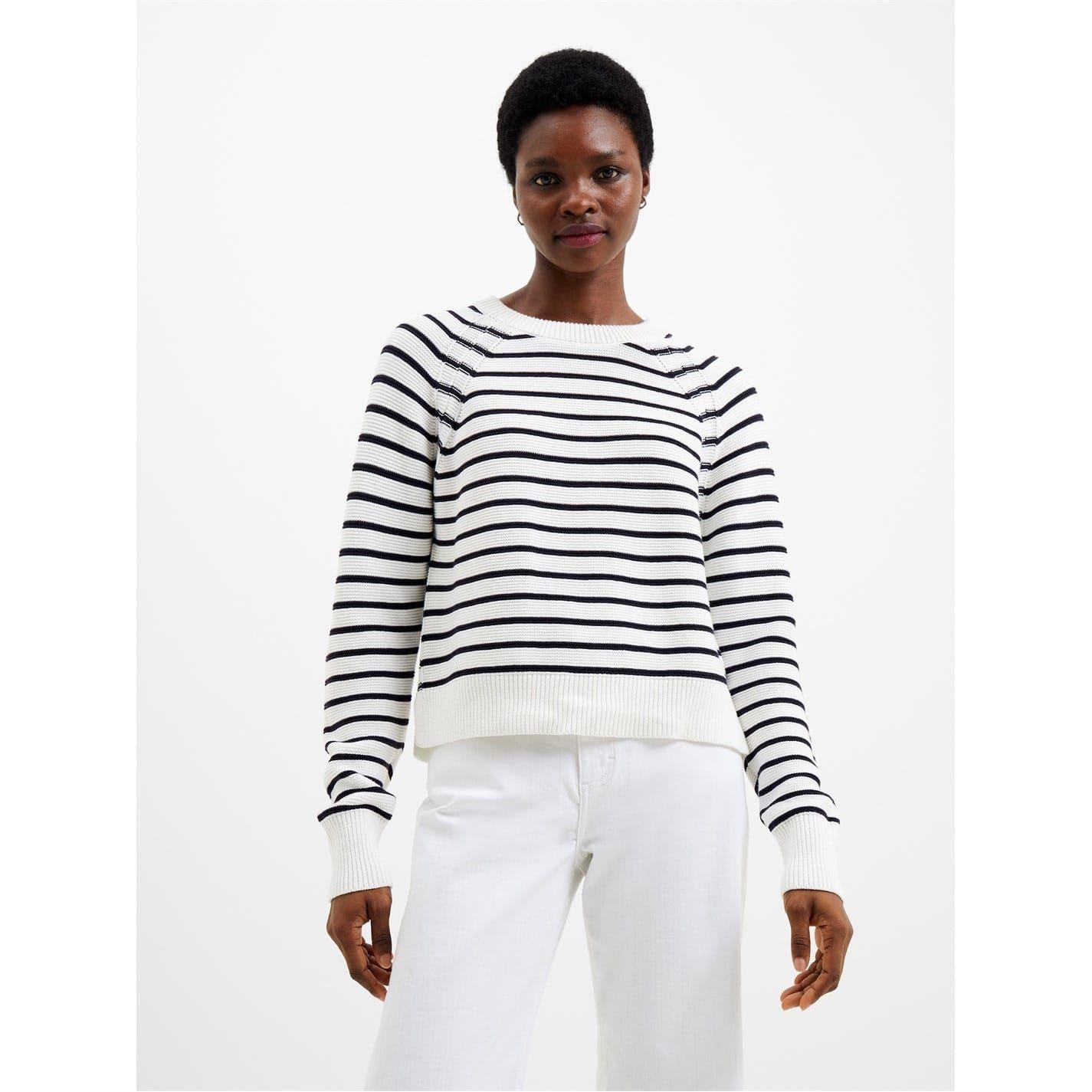 White-Blue - Lifestyle - French Connection Womens-Ladies Lillie Mozart Cotton Jumper