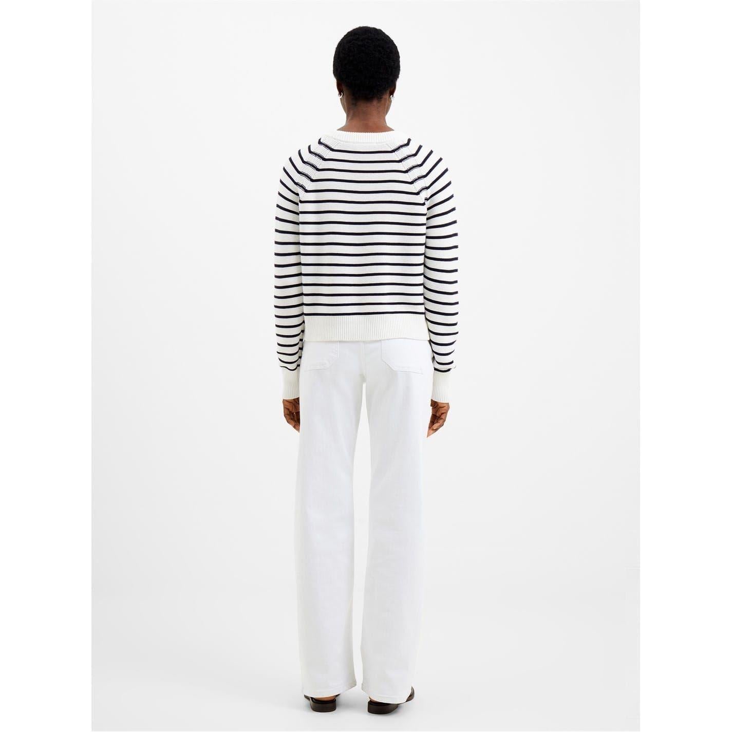 White-Blue - Pack Shot - French Connection Womens-Ladies Lillie Mozart Cotton Jumper