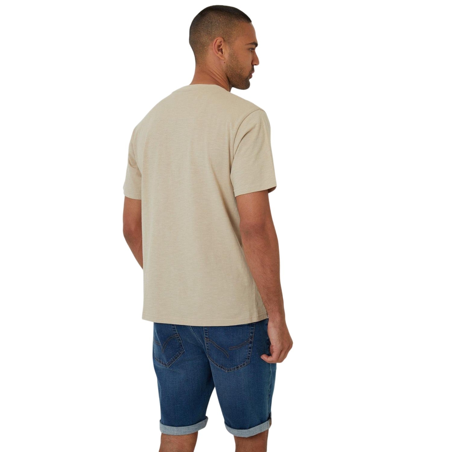 Stone - Back - Threadbare Mens Chest Pocket Regular T-Shirt